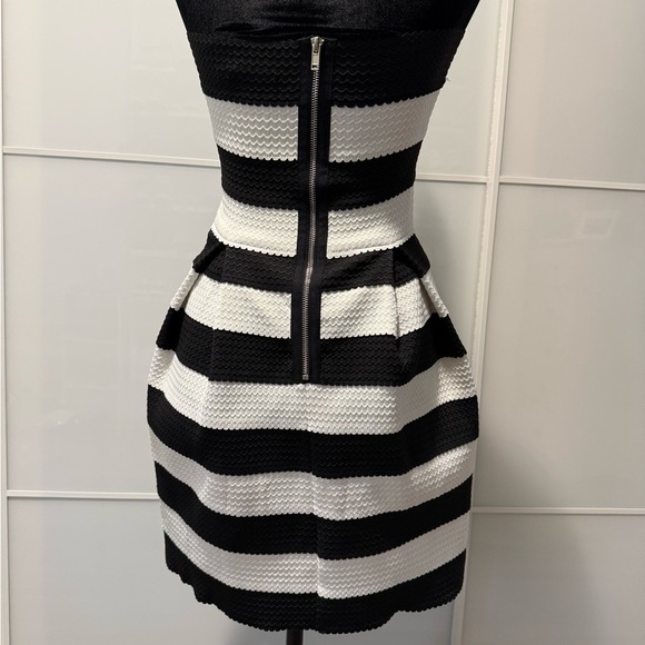 Doe & Rae Black and White Strapless A-Line Cocktail Dress - Picture 4 of 6